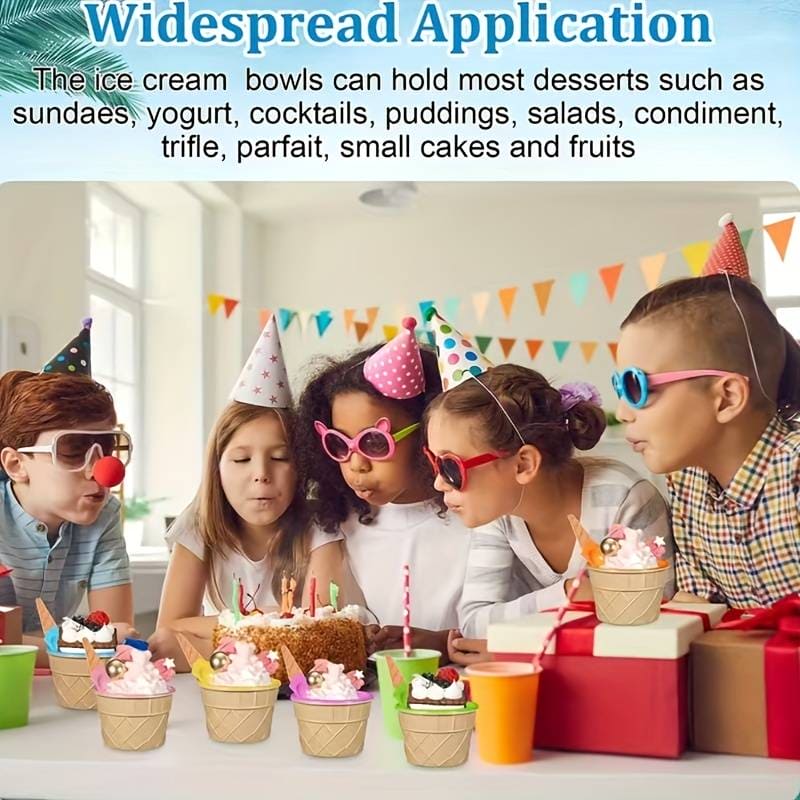 Set of 3 Cream Cups Set With Spoon, Daily Merchandise Plastic Bowl, DIY Ice Cone Dessert Bowl, Tableware Reusable Bowls Spoons Set Set of 3 Cream Cups Set With Spoon, Daily Merchandise Plastic Bowl, DIY Ice Cone Dessert Bowl, Tableware Reusable Bowls Spoons Set